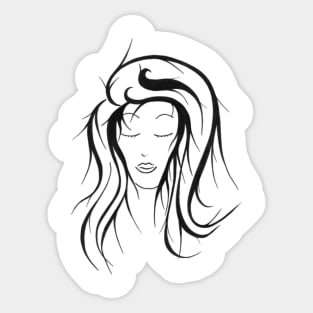 Black and white woman with retro hair style Sticker